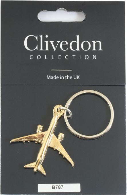 CL044 | Clivedon Collection Key Rings | BOEING 787 22ct Gold plated keyring