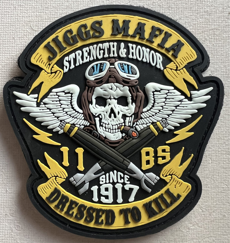 PATCH74 | ARD Souvenirs Patches | 100mm PVC patch - Jiggs Mafia 'Dressed to Kill', Strength & Honor since 1917