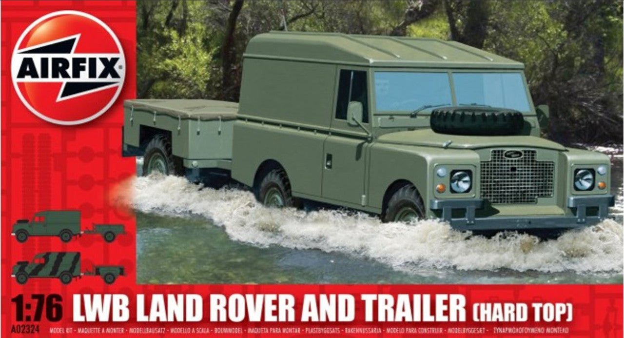 A02324 | Airfix Miscellaneous | LWB Land Rover & Trailer Hard Top 1/76 Scale (model kit)