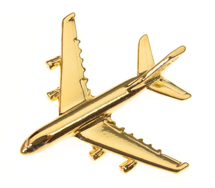 CL005 | Clivedon Collection Pin Badges | Airbus A380 22ct Gold plated pin badge.