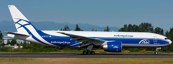 XX20054A | JC Wings 1:200 | Boeing 777-200LRF ABC Air Bridge Cargo VQ-BAQ (with stand and flaps down)