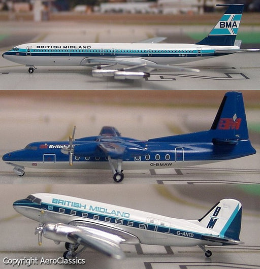 ACBMASET1 | Aero Classics 1:400 | DC-3, F27 and B707 BMA British Midland Set