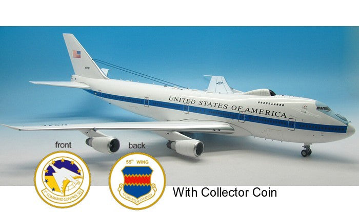 AF1E-4B | InFlight200 1:200 | Boeing E-4B United States of America 73-1676, Airborne Command Post (with stand and coin)