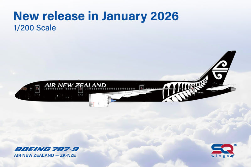 L2182 | SQ Wings 1:200 | Boeing 787-9 AIR NEW ZEALAND ZK-NZE All Black livery | is due March 2026