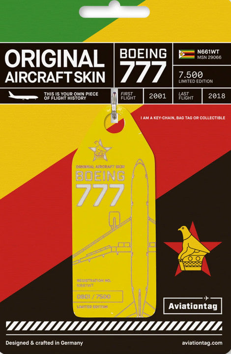 AVTAGN661WTyellow | Gifts Aircraft Skins | Original Aircraft Skin - Boeing 777-200 Air Zimbabwe N661WT 'yellow'