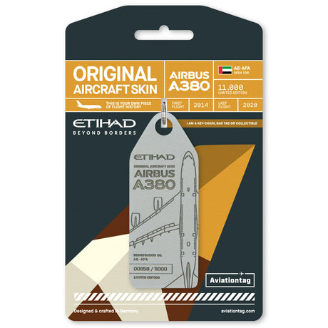 AVTAGA380G | Aircraft Skin Tags Original Aircraft Skin -Airbus A380 Etihad A6-APA