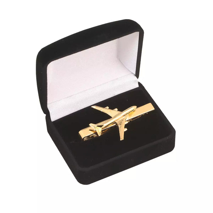 CL747TBG | Clivedon Collection Tie Bar | Boeing 747 22ct Gold plated tie bar