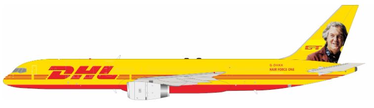 752-HKK | Blue Box 1:200 | Boeing 757-28A(PCF) DHL Air G-DHKK with stand