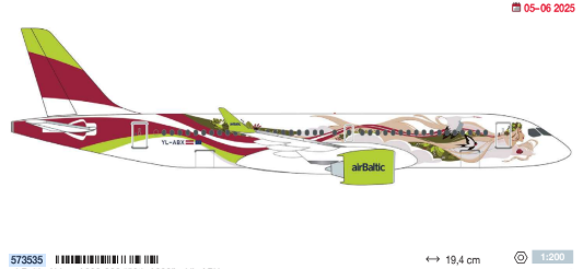 573535 | Herpa Wings 1:200 | Airbus A220-300 airBaltic 50th A220 – YL-ABX