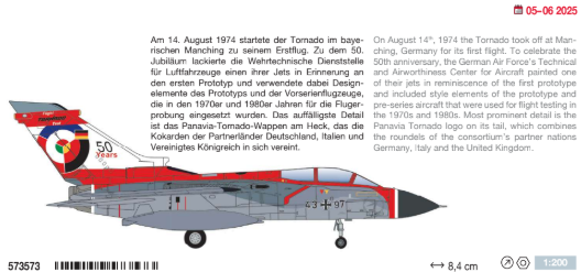 573573 | Herpa Military 1:200 | Luftwaffe Panavia Tornado IDS - WTD61, Manching “Tornado 50 Years” – 43+97 | is due April 2025