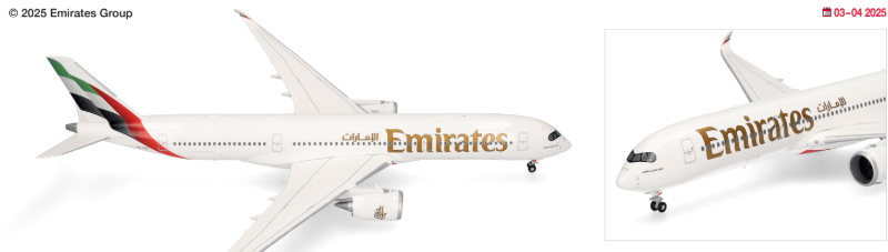 573375 | Herpa Wings 1:200 | Airbus A350-900 Emirates A6-EXA | is due March 2025