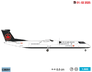 538091 | Herpa Wings 1:500 | Bombardier Q400  Air Canada C-GSJZ