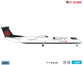 538091 | Herpa Wings 1:500 | Bombardier Q400  Air Canada C-GSJZ | was due January 2025