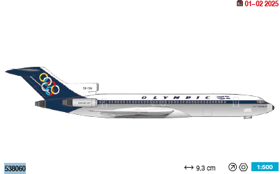 538060 | Herpa Wings 1:500 | Boeing 727-200 Olympic Airways SX-CBA Mount Olympus