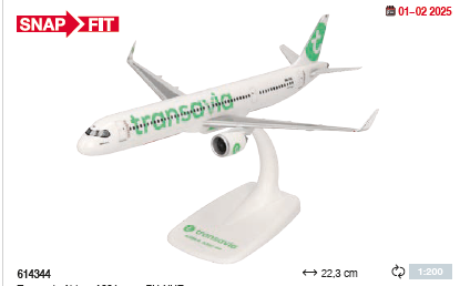 614344 | Herpa Snap-Fit (Wooster) 1:200 | Airbus A321neo Transavia PH-YHZ | is due January 2025