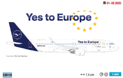 538176 | Herpa Wings 1:500 | Airbus A320 Lufthansa Yes to Europe D-AIUC | was due January 2025
