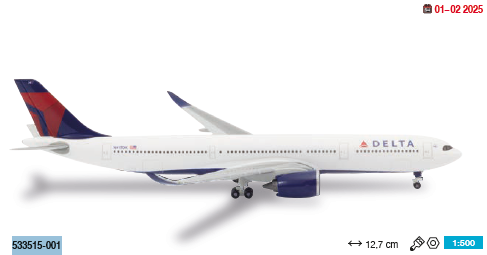 533515-001 | Herpa Wings 1:500 | Airbus A330-900neo Delta Air Lines N417DX | was due January 2025