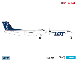 538077 | Herpa Wings 1:500 | Bombardier Q400 LOT Polish Airlines SP-EQF