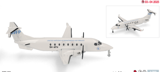 573450 | Herpa Wings 1:200 | Beechcraft 1900D United Nations Humanitarian Air Service (UNHAS) 9H-AFH | is due March 2025