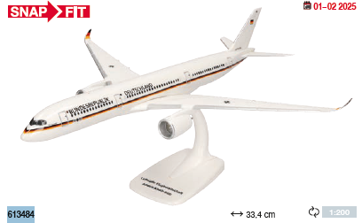 613484 | Herpa Snap-Fit (Wooster) 1:200 | Airbus A350-900 Luftwaffe Flugbereitschaft Konrad Adenauer | is due January 2025