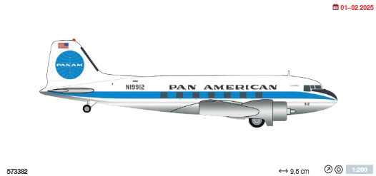 573382 | Herpa Wings 1:200 | Douglas DC-3 Pan American World Airways N19912 Clipperle | was due January 2025