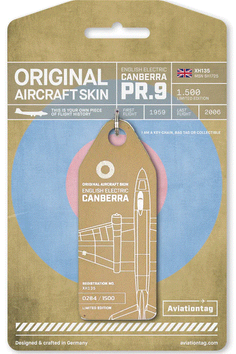 AVTAGXH135 | Aircraft Skin Tags | Original Aircraft Skin - English Electric Canberra PR.9 RAF XH135