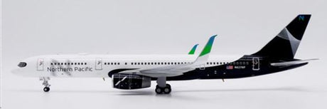 Miniature Boeing 757-200 Northern Pacific Airways die-cast model airplane with display stand.