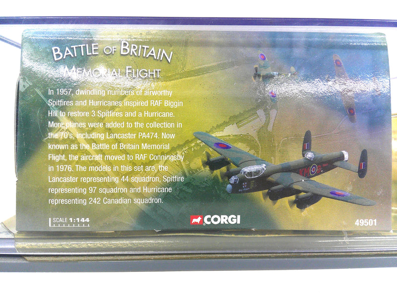 AA49501 | Corgi 1:144 scale | Lancaster / Spitfire / Hurricane RAF Battle of Britain Memorial Flight 3 plane set