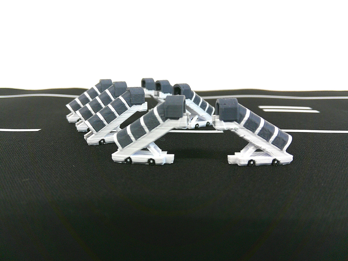 AG-WidebodyCOVEREDSTAIRS | Airport Accessories 1:400 | 8x White Wide COVERED AIRCRAFT STAIRS Airport GSE Models 1:400 Diorama