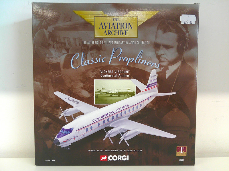 032435476037 | 47603 | Corgi 1/144 Die-Cast | Vickers Viscount Continental Airlines N241V