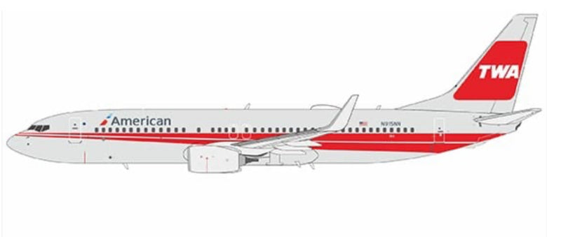 NG08053 | NG Models 1:200 | Boeing 737-800/w American Airlines N915NN (TWA retro special livery) (with stand)