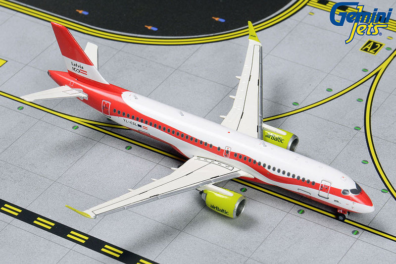 GJBTI1839 | Gemini Jets 1:400 1:400 | Airbus A220-300 Air Baltic YL-CSL, 'Latvia 100'