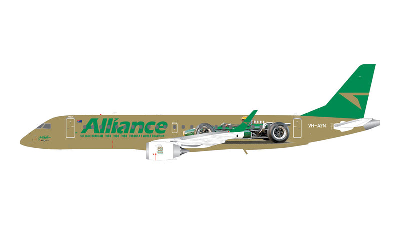 GJUTY2405 | GeminiJets 1:400 | Embraer E190 Alliance Airlines VH-A2N Sir Jack Brabham Formula 1 Race Car | is due March 2026