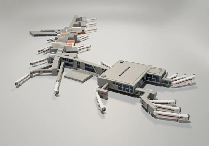 AG-LHRT3 | Airport Accessories 1:400 | LONDON HEATHROW Terminal 3 (T3) 1:400 Scale Building Model Diorama + Bridges