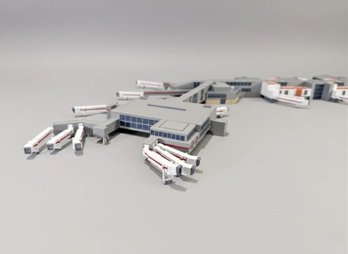 AG-LHRT3 | Airport Accessories 1:400 | LONDON HEATHROW Terminal 3 (T3) 1:400 Scale Building Model Diorama + Bridges
