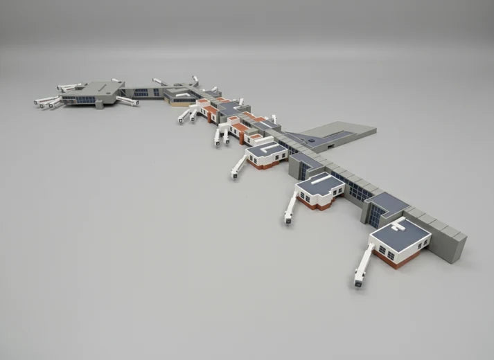 AG-LHRT3 | Airport Accessories 1:400 | LONDON HEATHROW Terminal 3 (T3) 1:400 Scale Building Model Diorama + Bridges