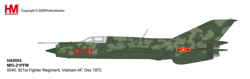 HA0004 | Hobby Master 1/72 | MIG-21PFM 5040, 921st Fighter Regiment, Vietnam AF, Dec 1972 | is due July 2026