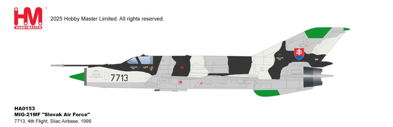 HA0153 | Hobby Master Military 1:72 | MIG-21MF Slovak Air Force 7713, 4th Flight, Sliac Airbase, 1999 | is due September 2025