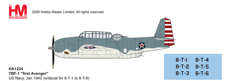HA1224 | Hobby Master Military (1/72) | Grumman TBF-1 First Avenger US Navy January 1942 | is due August 2026
