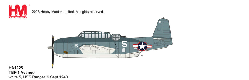 HA1225 | Hobby Master Military (1/72) | Grumman TBF-1 Avenger White 5 USS Ranger 9 Sept 1943 | is due August 2026