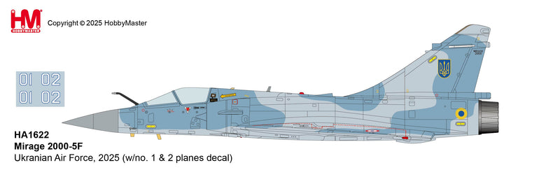 HA1622 | Hobby Master Military 1:72 | Mirage 2000-5F Ukranian Air Force, 2025 (w/no. 1 & 2 planes decal) | is due October 2025