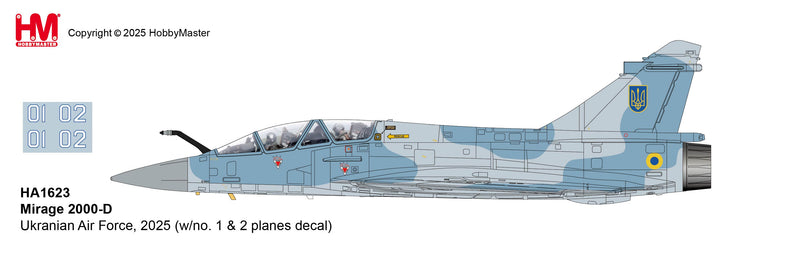 HA1623 | Hobby Master Military 1:72 | Mirage 2000-D Ukranian Air Force, 2025 (w/no. 1 & 2 planes decal) | is due October 2025