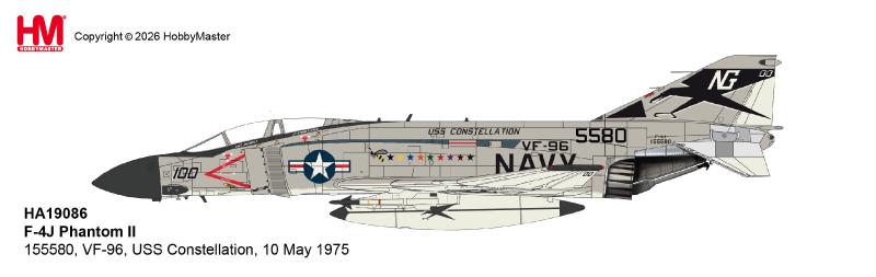 HA19086 | Hobby Master Military 1:72 | F-4J Phantom II 155580, VF-96, USS Constellation, 10 May 1975