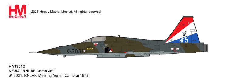 HA33012 | Hobby Master Military 1:72 | NF-5A RNLAF Demo Jet K-3031, RNLAF, Meeting Aerien Cambrai 1978 | is due October 2025