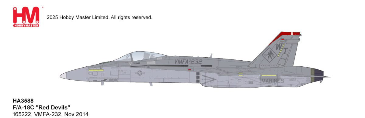 HA3588 | Hobby Master Military 1:72 | F/A-18C "Red Devils" 165222, VMFA-232, Nov 2014 | is due July 2025