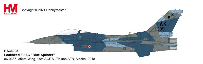 HA38005 | Hobby Master Military 1:72 |Lockheed F-16C Blue Splinter 86-0335, 354th Wing, 18th AGRS, Eielson AFB, Alaska, 2018 | is due July 2025
