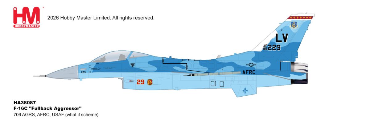 HA38087 | Hobby Master Military 1:72 | F-16C "Fullback Aggressor" 706 AGRS, AFRC, USAF (what if scheme) | is due September 2026