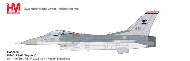 HA38088 Hobby Master 1:72 F-16C Top Ace diecast model