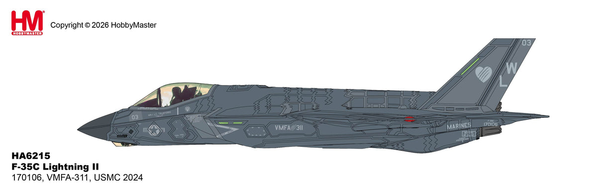 HA6215 | Hobby Master Military (1/72) | F-35C Lightning II 170106 VMFA-311 USMC 2024