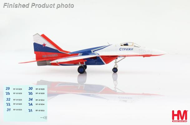 HA6511b | Hobby Master Military 1:72 | MiG-29 31 Strizhi Aerobatic Team tail decals for aircraft 29,30,31.32 and 34